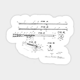 Billiard Cue Stroke Guiding Stem Vintage Patent Drawing Sticker